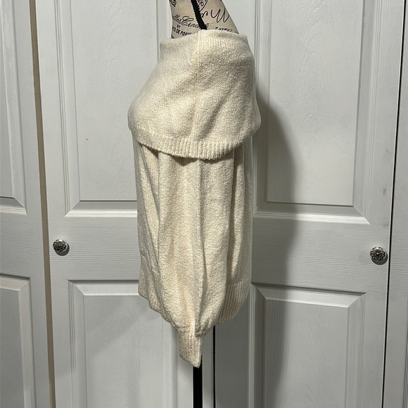 Women's Anthropologie Ivory Slouchy Cowl Neck Sweater - Picture 11 of 14